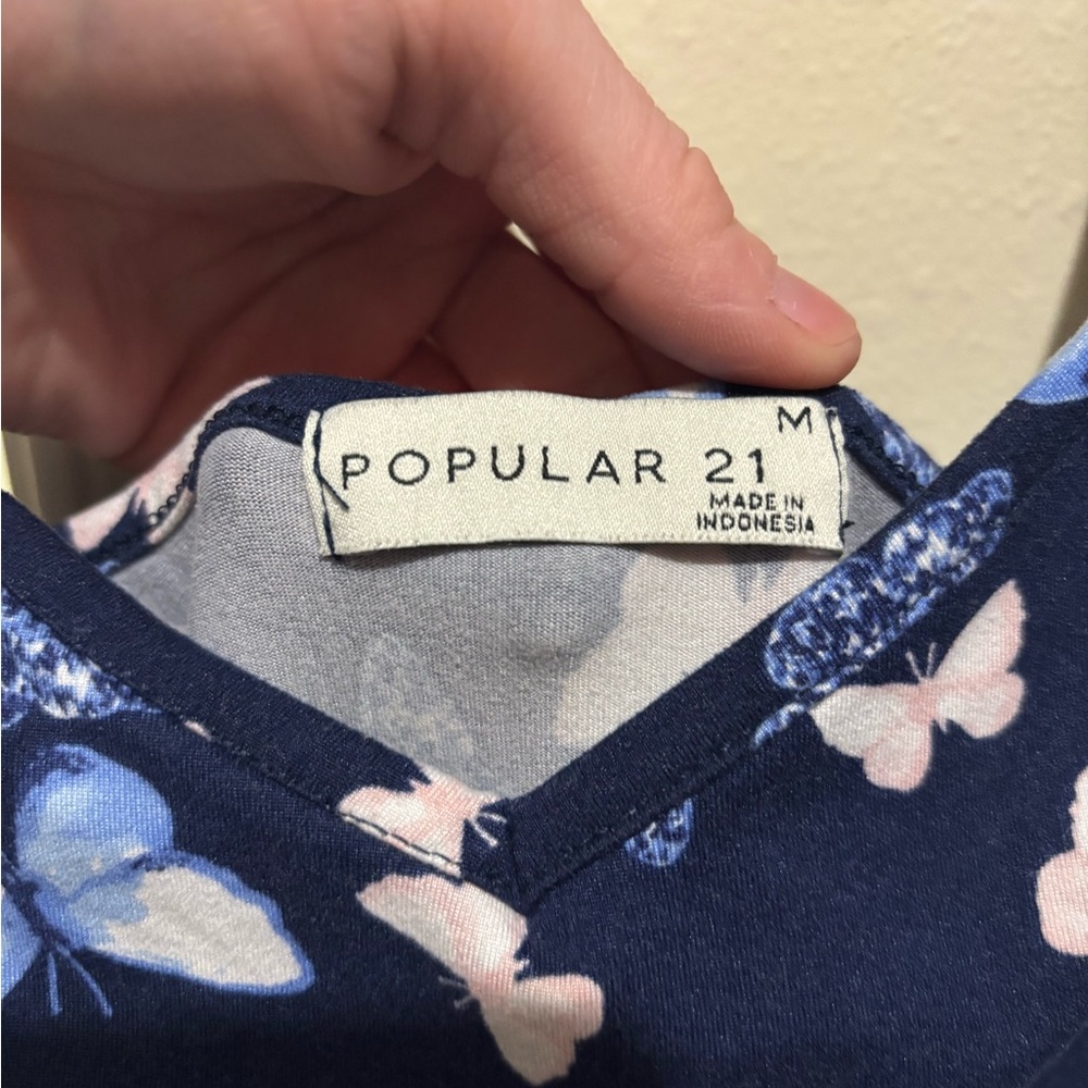 Popular 21 Blue Butterfly Print Top